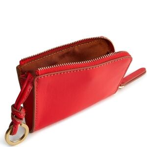 Vera Bradley Goji Berry Red Leather Zip Card Pouch